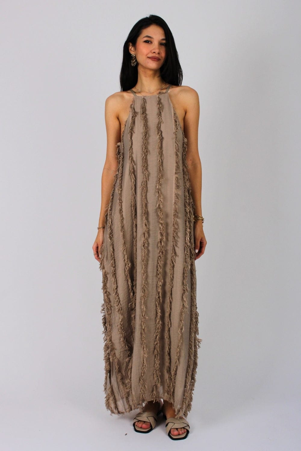 Beige fringed dress - Image 2