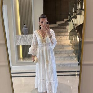 White embroidered cotton dress