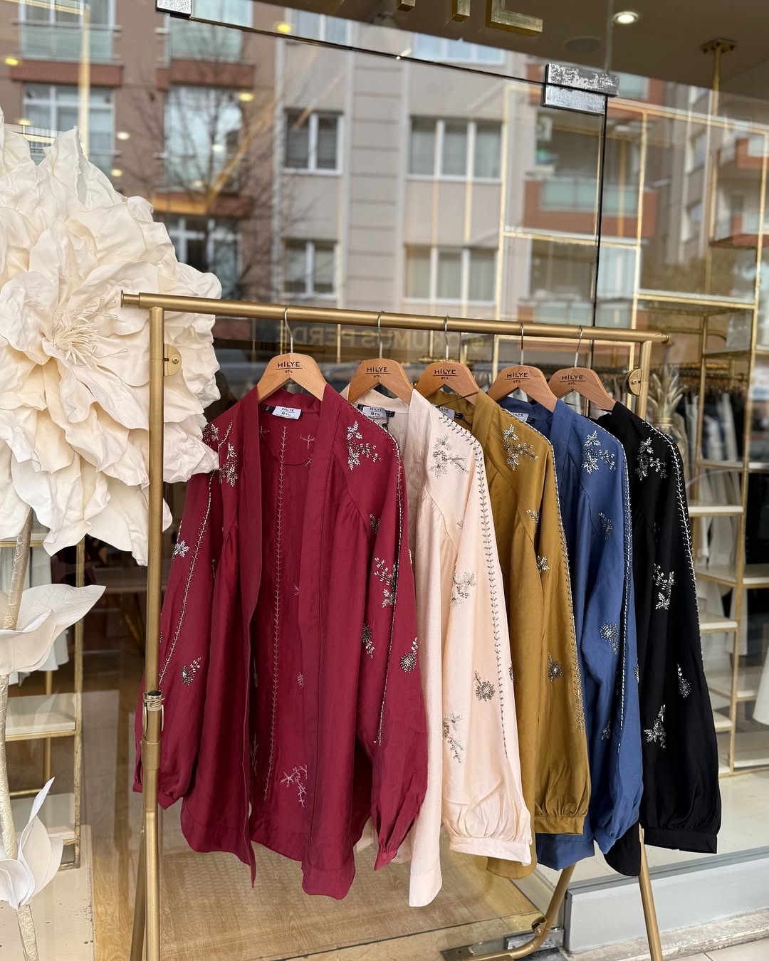 Burgundy embroidered tencel kimono - Image 2