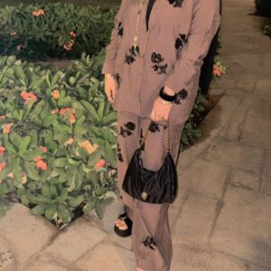 Brown embroidered suit