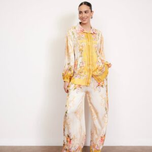 Yellow Italian satin set