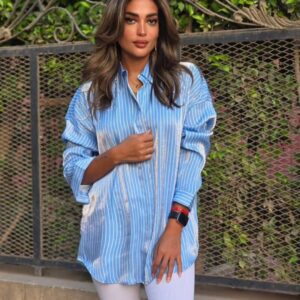 Light blue cotton satin shirt