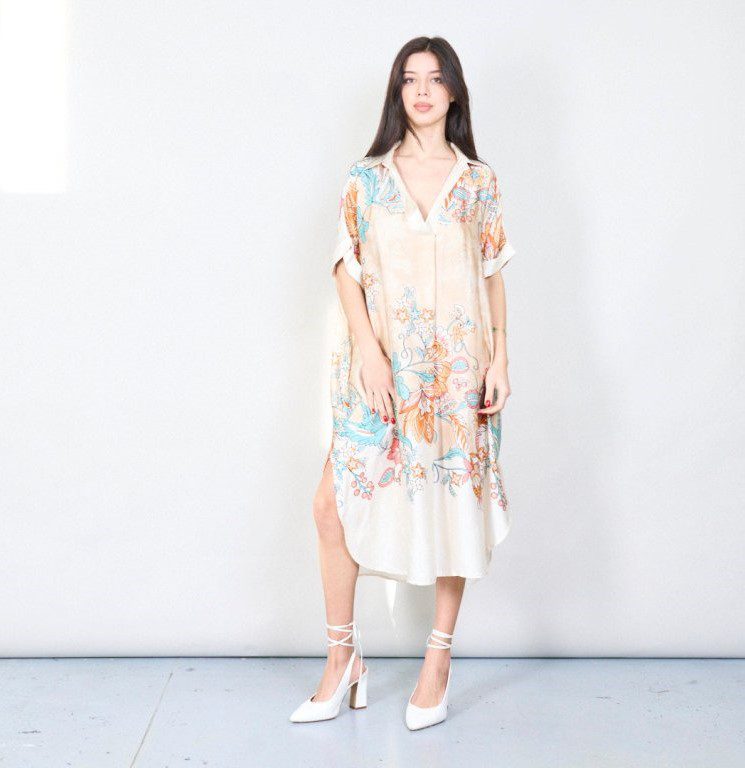 Beige Italian satin dress