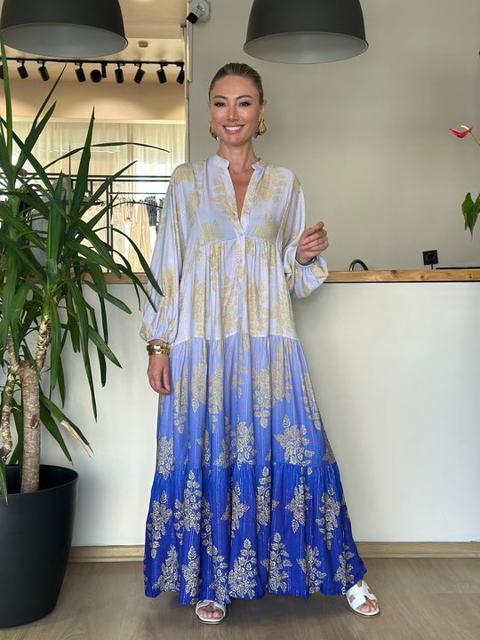 Blue cotton and polyester dress