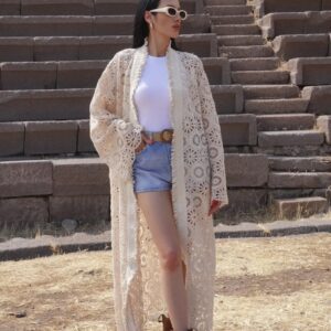 Off-white guipure cardigan