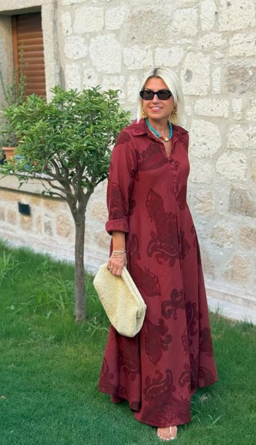 Burgundy viscose suit - Image 2