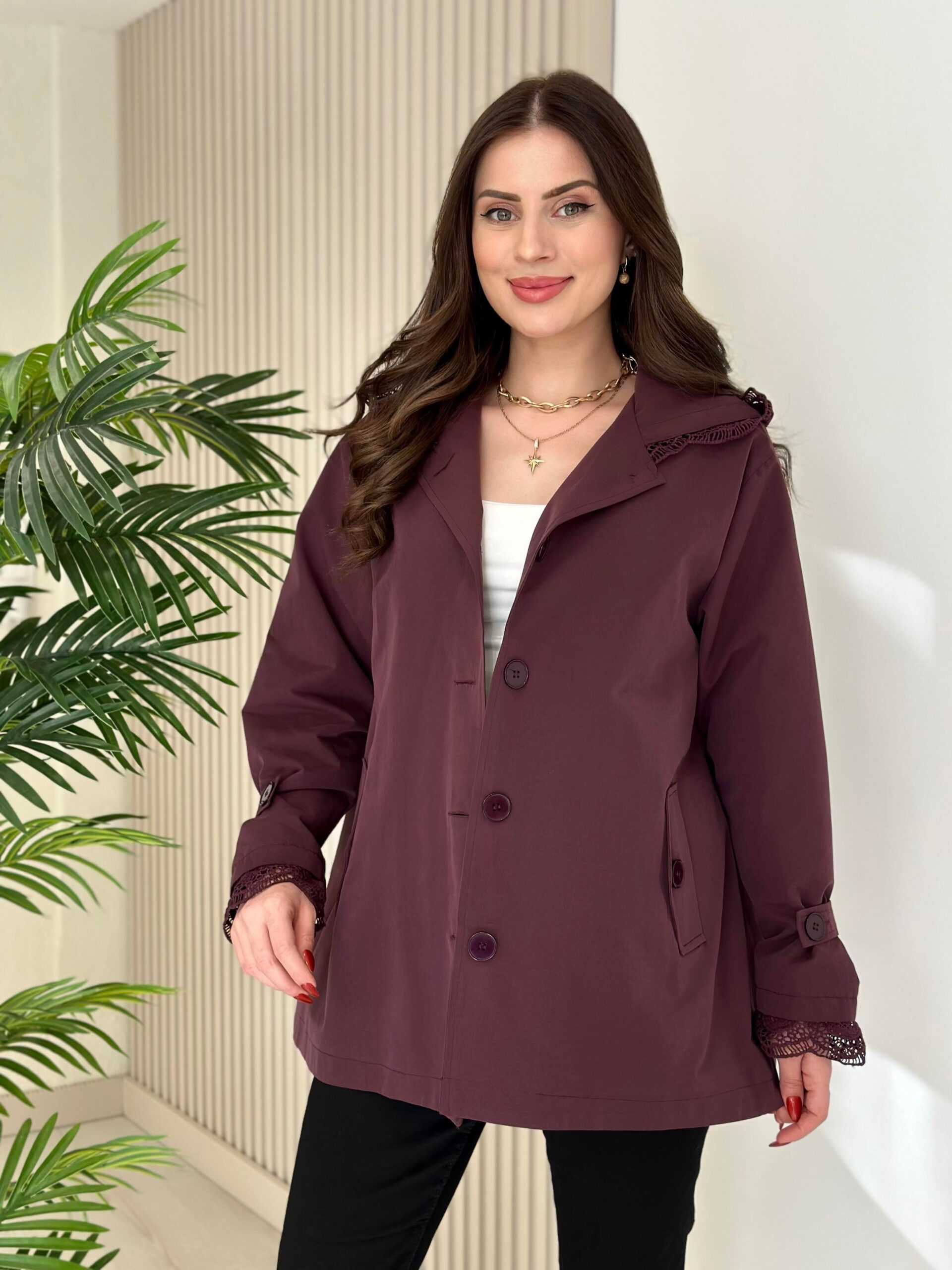 Burgundy Hooded Jacket - Image 2