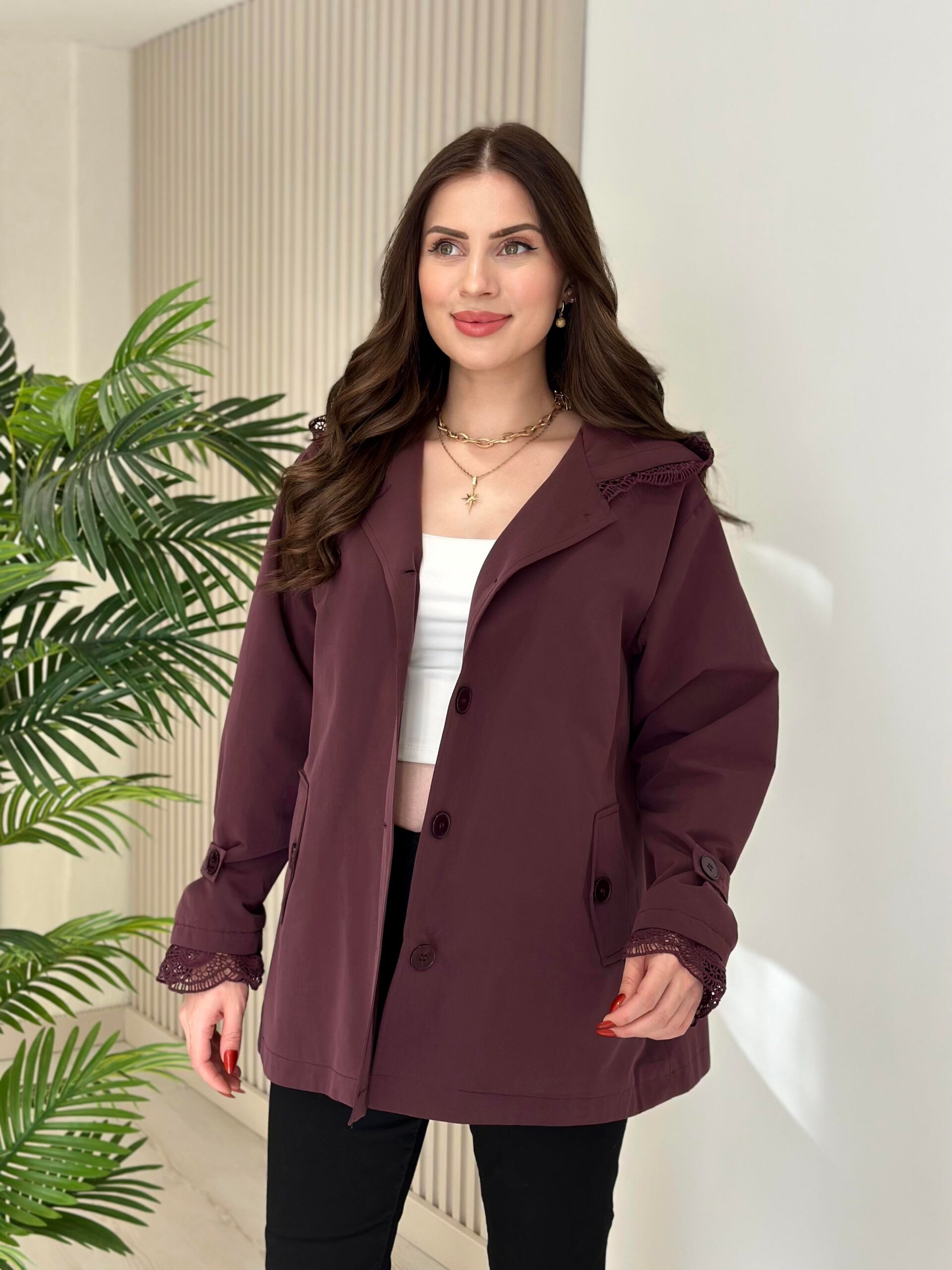 Burgundy Hooded Jacket - Image 3