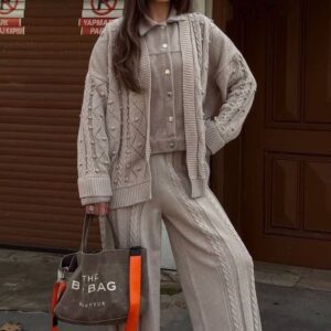 Beige Set Detailed Knitwear