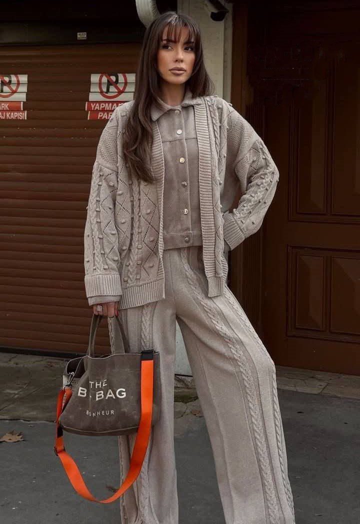 Beige Set Detailed Knitwear