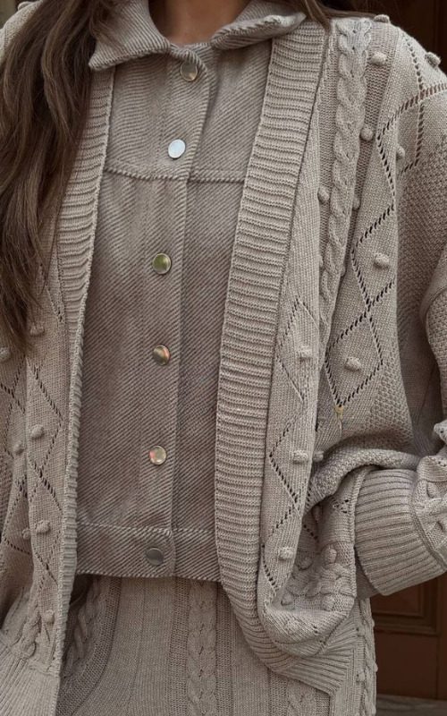 Beige Set Detailed Knitwear - Image 2