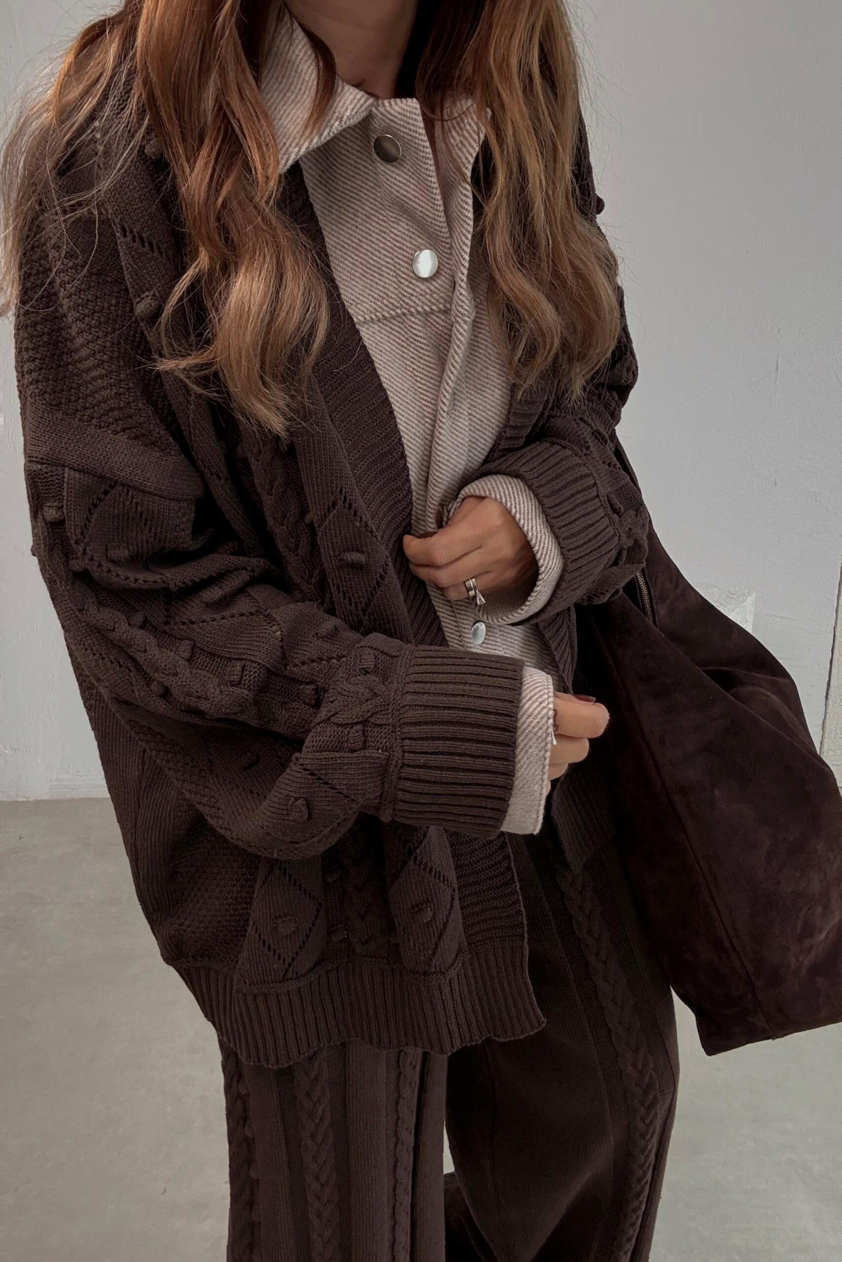 Brown Set Detailed Knitwear