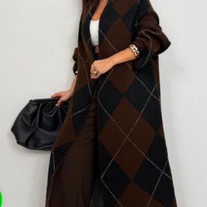 Brown checkered cardigan
