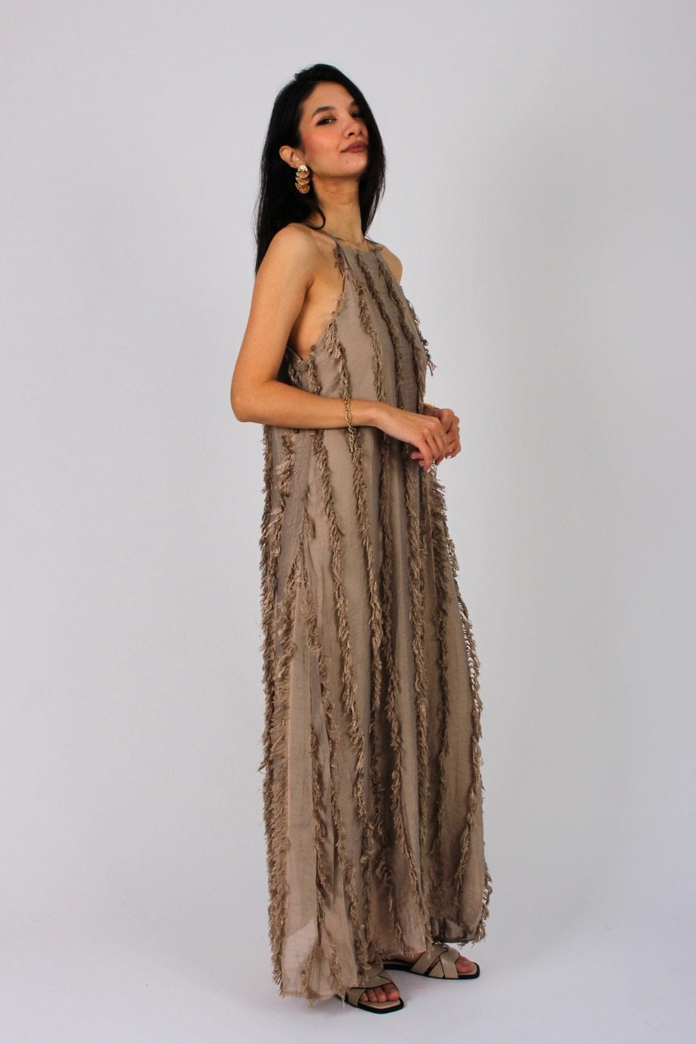 Beige fringed dress - Image 3