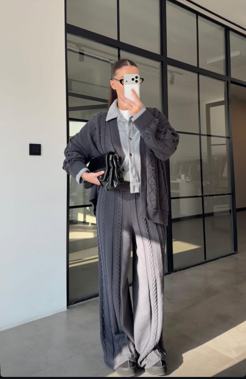 Gray Set Detailed Knitwear - Image 3