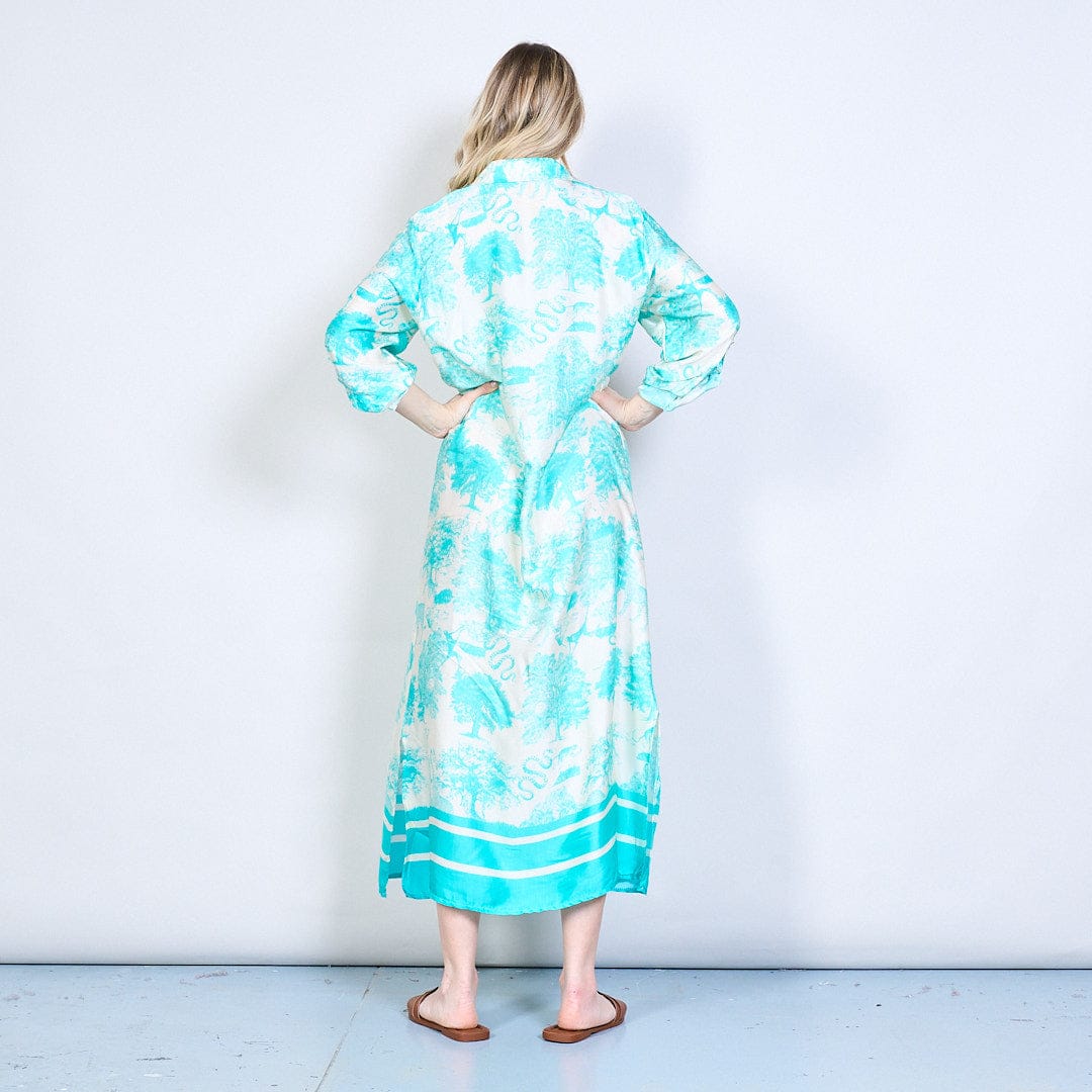 Turquoise Italian satin dress - Image 3