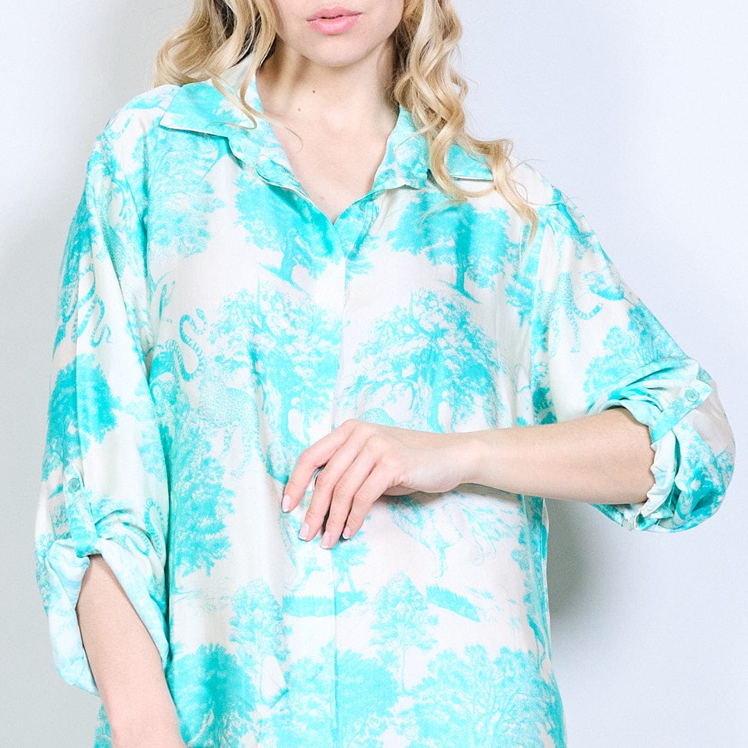 Turquoise Italian satin dress - Image 4