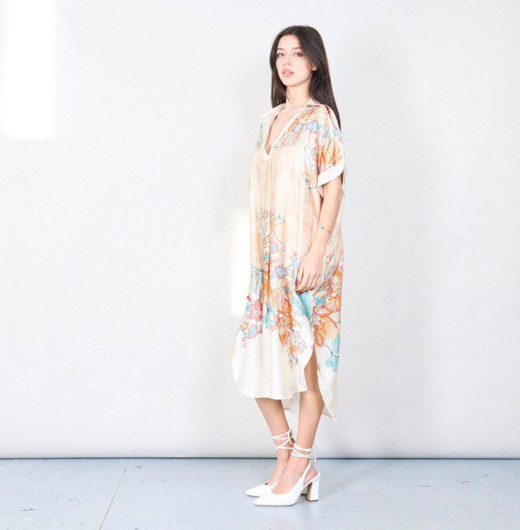 Beige Italian satin dress - Image 3