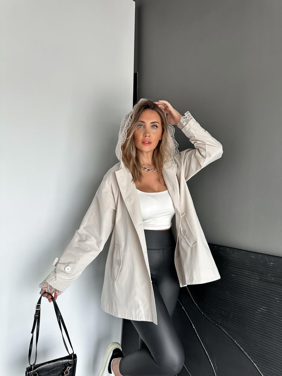 Hooded jacket Beige - Image 7