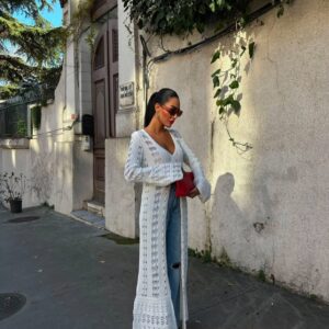 White knit cardigan