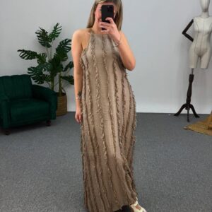 Beige fringed dress