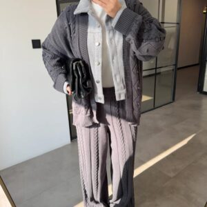 Gray Set Detailed Knitwear