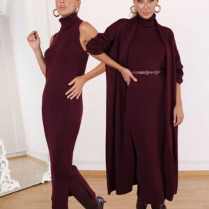 Burgundy two-piece dress