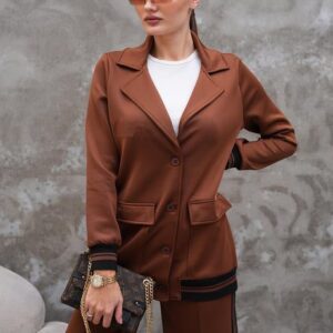 Brown Scuba Suit with Black Stripe