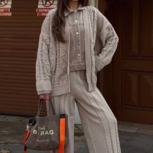 Beige Set Detailed Knitwear