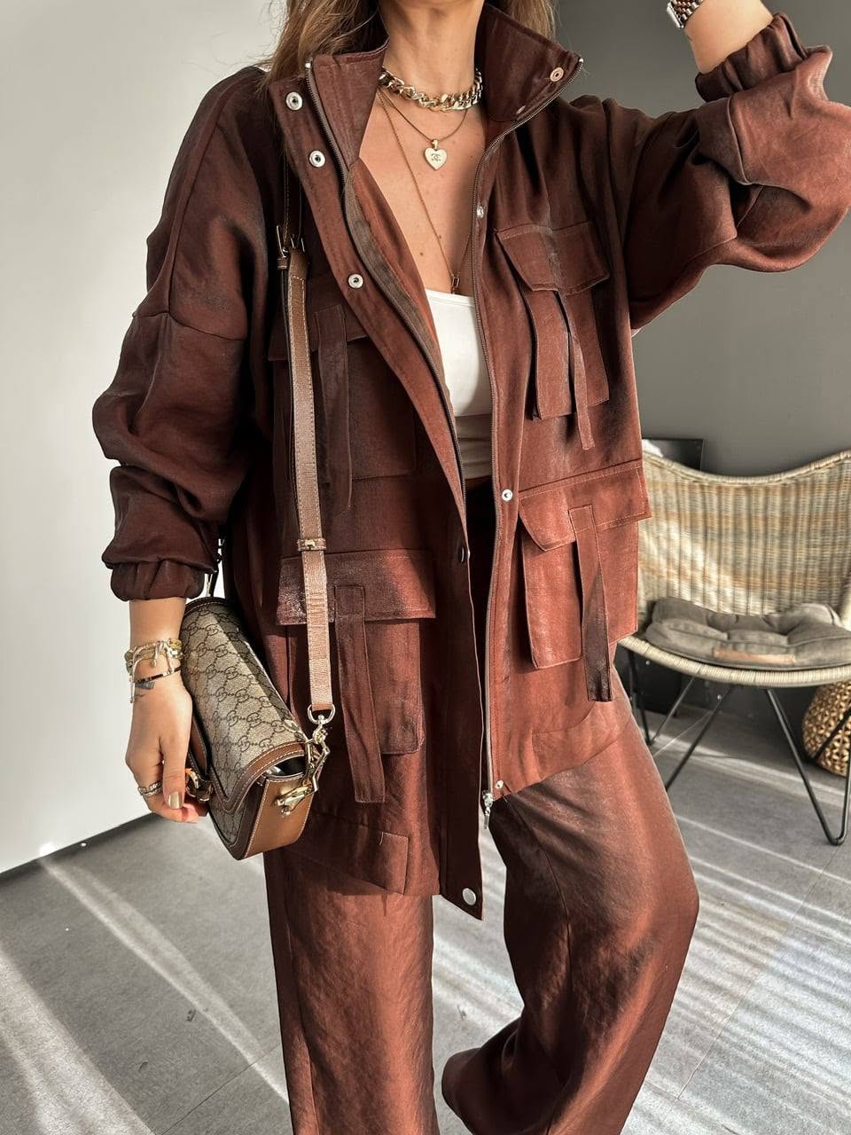 Brown organza suit - Image 3