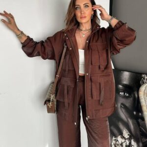 Brown organza suit
