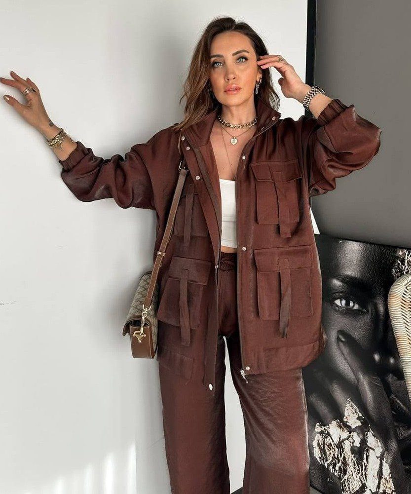 Brown organza suit