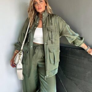 Olive organza suit